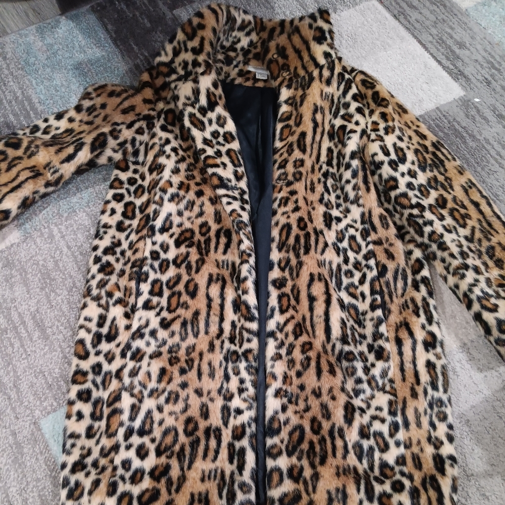 H&M Animal Print Faux Fur Jacket
